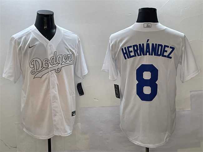 Men%27s Los Angeles Dodgers #8 Enrique Hernandez White Fashion Cool Base Stitched Jersey->los angeles dodgers->MLB Jersey
